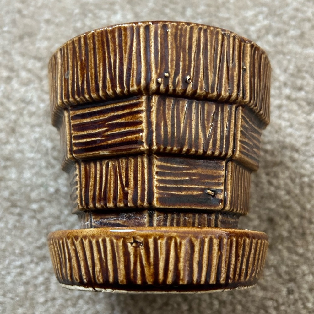 Mc Coy Brown Basket Weave planter 3.5”